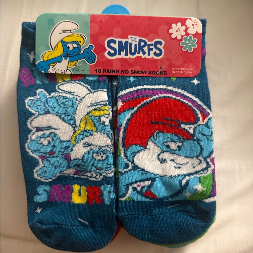 The Smurfs 10 Pack No Show Socks